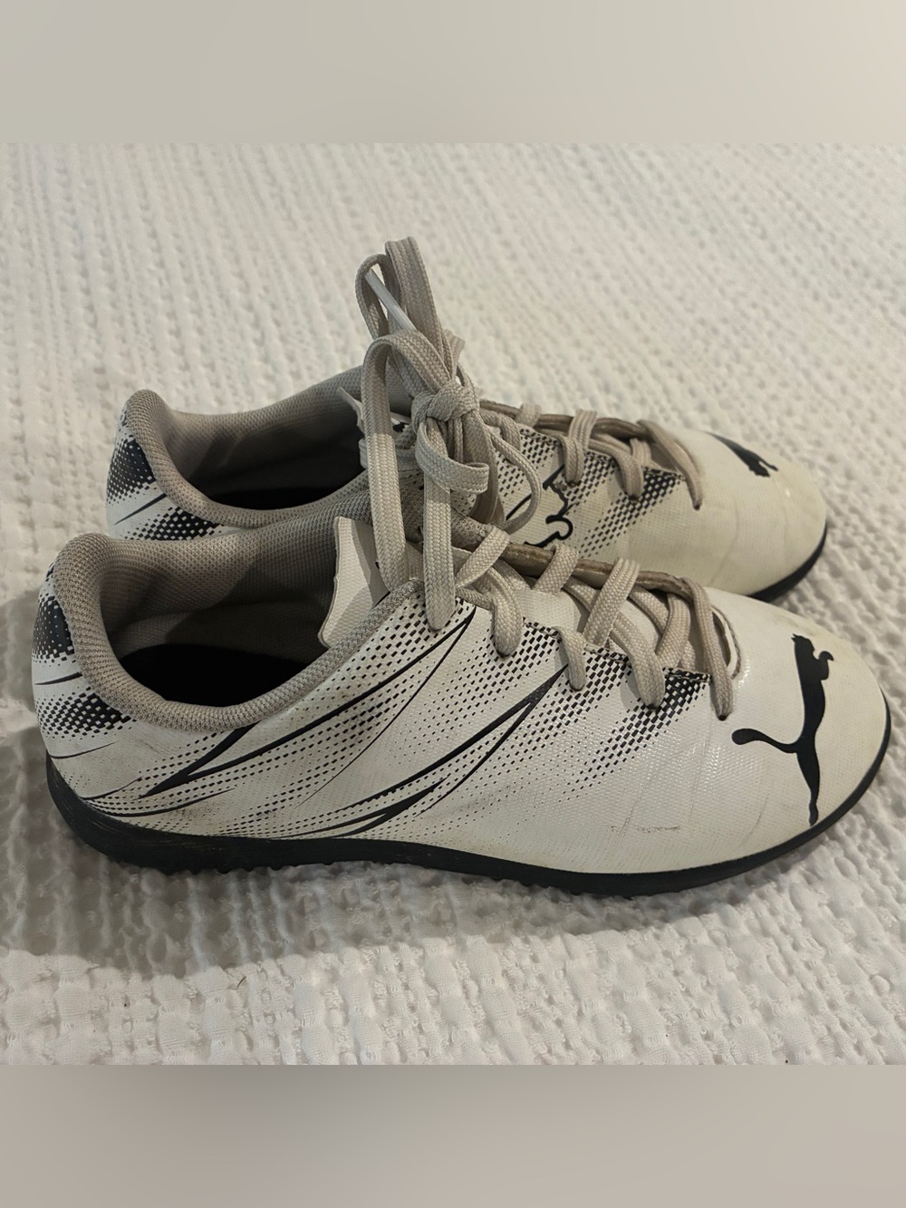 Puma White and Black Turf Soccer Shoes